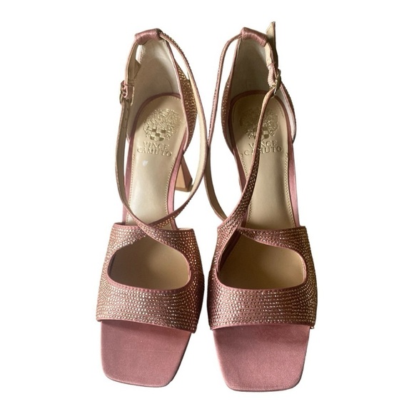 VINCE CAMUTO NWOT Sparkling Rosay Amethyst Silk Wide Stiletto Heel Barbi… - Picture 4 of 8